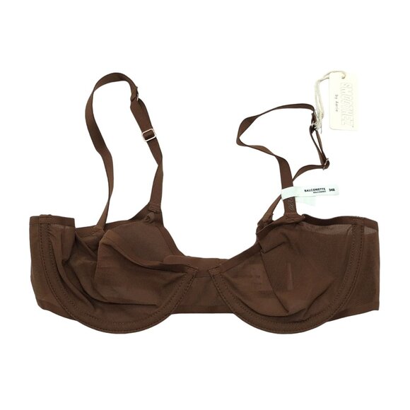 Smoothez by Aerie Bra Balconette Sheer Mesh Unlined Underwire Brown 36DD - Picture 1 of 4